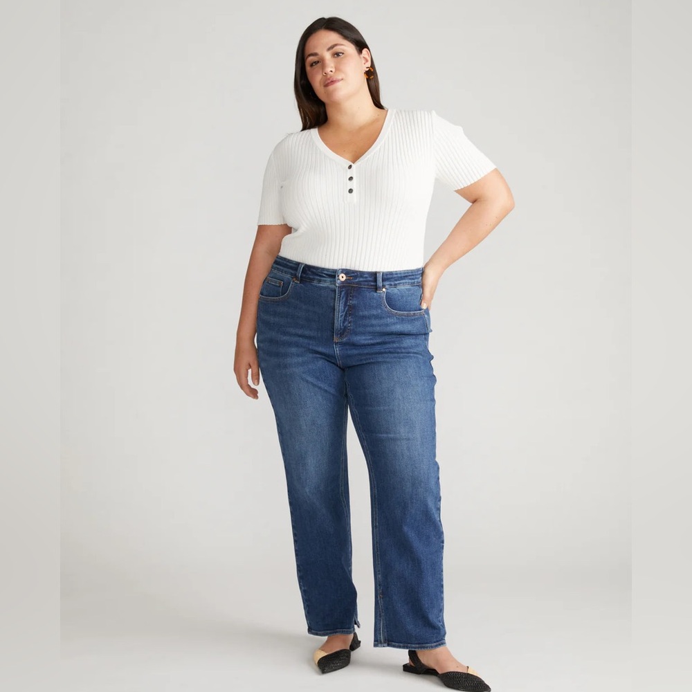 Universal Standard Mimi High Rise Split Hem Jeans 30 Inch Midnight River Size 10
